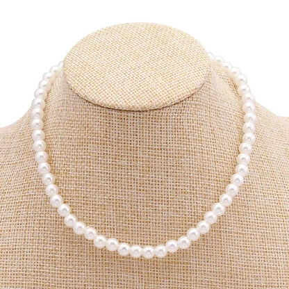 Vintage Pearl Necklace Women's Fashion Summer White Pearl Necklace Elegant Wedding Jewelry Personality Simple Fashion Clavicle Chain