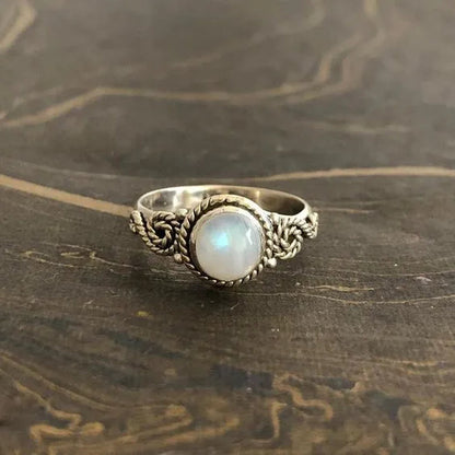 Luxury Fashion 925 Sterling Silver Brilliant Natural Rainbow Moonstone Gemstone Diamond Ring Wedding Band Engagement Party Christmas Gift Ring Size 4-12 Anillos