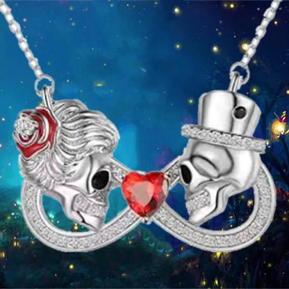 Exquisite and Creative Women's Infinite Necklace Diamond Necklace Skull Necklace Couple Necklace Ruby Pendant Skull Jewelry Accessories Fashion Women's Valentine's Day Anniversary Gift