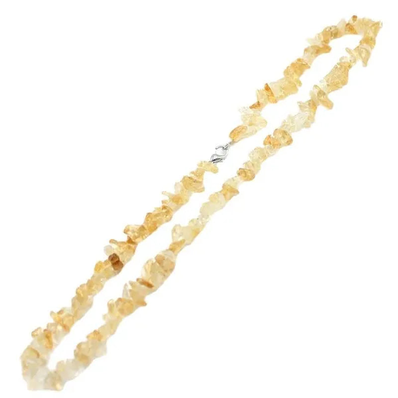 Citrine Yellow Quartz Genuine Gemstone Chips Beads Fashion Women Jewelry Necklace 18"