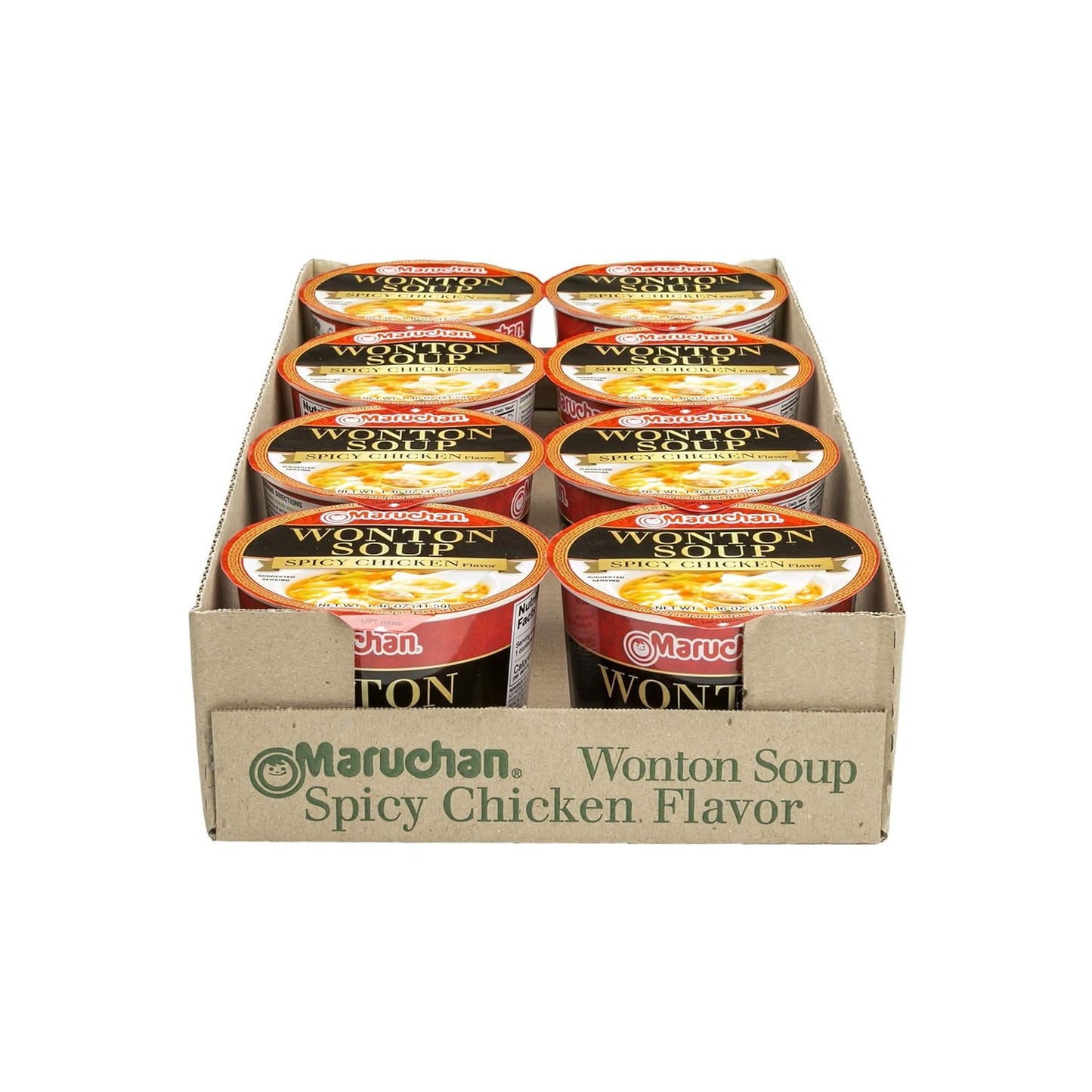 Microwavable Bowl Wonton Hot and Spicy Chicken Flavor, Pack of 8
