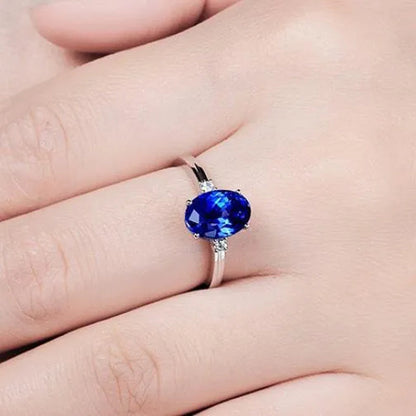 Fashion Jewelry Ellipse Emerald Sapphire Zircon Aaas Ring Gold-Plated Opening Adjustable Rings