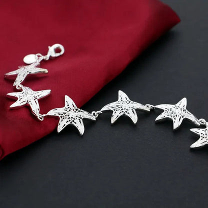 925 Sterling Silver Starfish Charm Bracelet Women Silver Jewelry Accessories