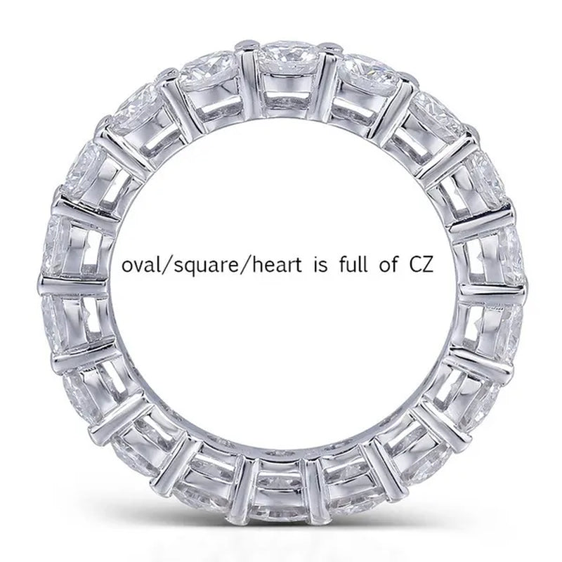 For Beauties! 1PC Pave Setting Square Heart Oval T-Shape Simulated Diamond CZ Eternity Band Engagement Wedding Stone Rings - WORLD TIME VISITS