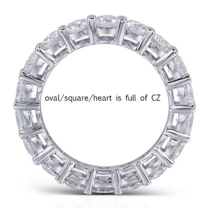 For Beauties! 1PC Pave Setting Square Heart Oval T-Shape Simulated Diamond CZ Eternity Band Engagement Wedding Stone Rings - WORLD TIME VISITS
