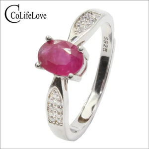 CoLife Jewelry Ruby Ring for Engagement 5mm*7mm 100% Real Ruby Silver Ring Solid 925 Silver Ruby Jewelry Birthday Gift for Woman