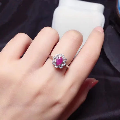 CoLife Jewelry 100% Natural Africa Ruby Ring for Woman 4*6mm Opaque Ruby Silver Ring 925 Silver Ruby Jewelry