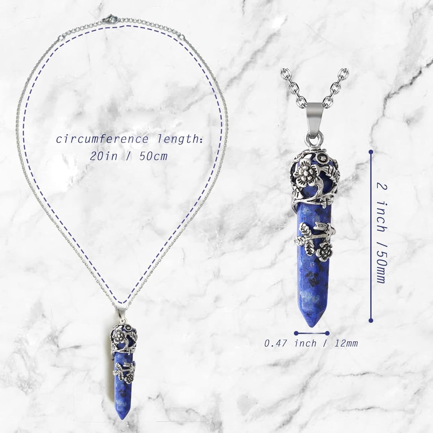 Crystal Necklaces for Women, Flower Wrapped Crystal Point Pendant Necklace, Healing Crystal Stone Necklace for Spiritual