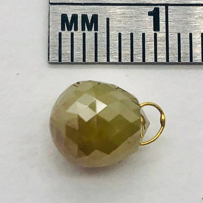 3.43Cts Bi-Color Diamond Briolette 18K Pendant | 8X7Mm |