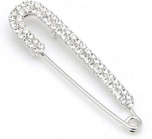1 PCS 3 Inch Silver Rhinestone Inlaid Alloy Safety Brooch Pins Scarves Buckle Shawl Clip Jewelry Brooch DIY Accessories for Clothing Locking Ornament Fastening Embellish