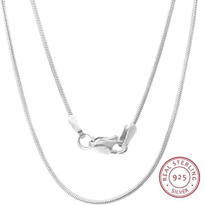 2MM Silver Round Snake Chain Necklace Solid Silver Chain for Pendants Flexible 925 Snake Chain Jewelry
