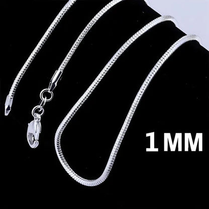 925 Silver Tarnish-Free 1Mm Thin 16~30 Inch Snake Chain Necklace