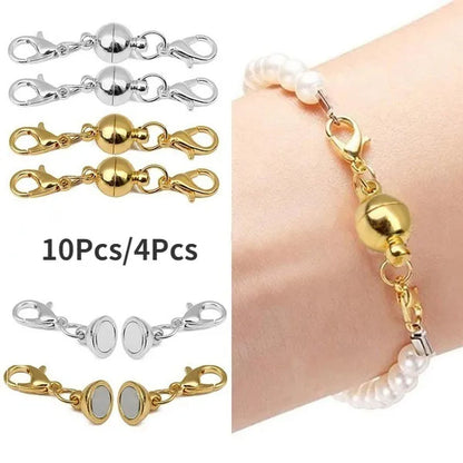 10/4 Pcs Magnetic Clasp DIY Jewelry Accessories Gold Necklace Bracelet Connector Hook Clasp Metal Silver