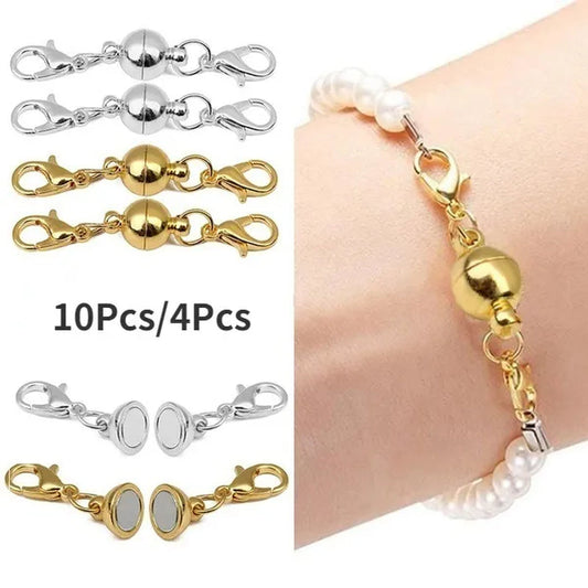 10/4 Pcs Magnetic Clasp DIY Jewelry Accessories Gold Necklace Bracelet Connector Hook Clasp Metal Silver