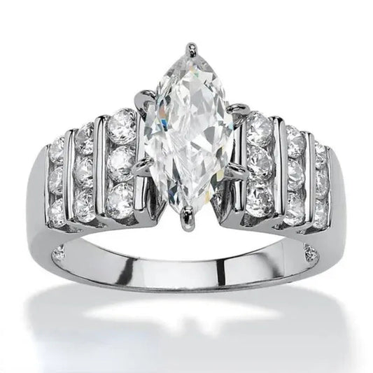 Exquisite Elegant Bridal Wedding Rings for Women Jewelry Micro Pave Diamond Claw Setting Marquise White Sapphire Rings