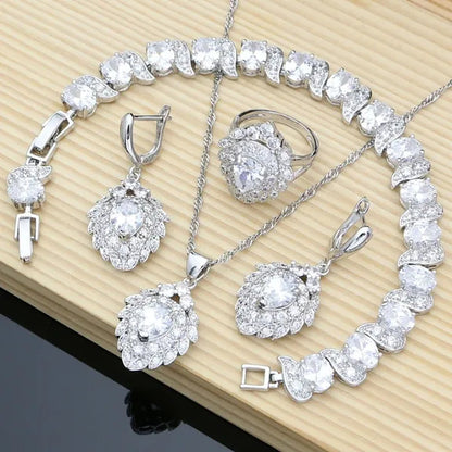 Balck Sapphire Gemstone 925 Silver Jewelry Sets Drop Earrings for Wedding Women 5 Colors Selectable