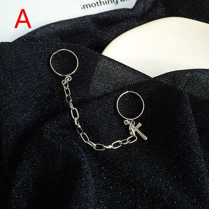 New Fashion Silver Color Hip-Hop Cross Ring Hand Finger Chain Adjustable Rings for Women Men Punk Jewelry Gifts