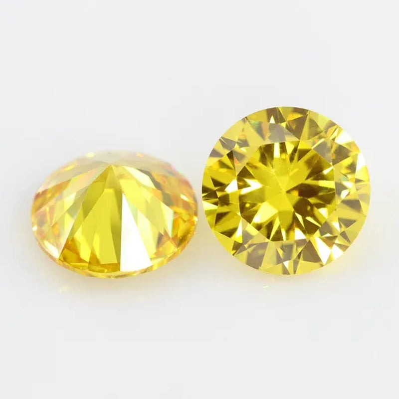 Golden Cubic Zirconia round Shape Brilliant Cut Loose CZ Stone Synthetic Gems for Jewelry