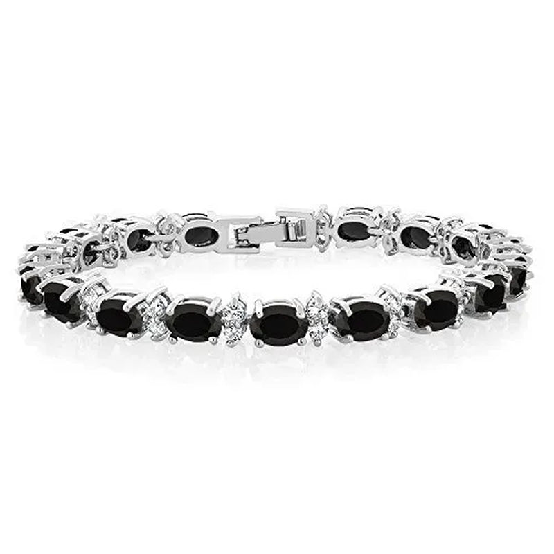 925 Sterling Silver Gorgeous Oval Ruby Amethyst Aquamarine Sapphire and round Sparkling Cubic Zirconia CZ Tennis Bracelet Jewelry Gift