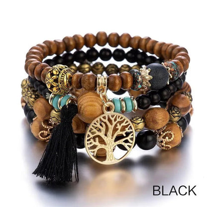 1PACK/2PACKS Beaded Bracelets Bohemian Bracelets Multi-Layered Wooden Beads Charm Bracelets Men'S and Women'S Fashion Beaded Bracelets - WORLD TIME VISITS