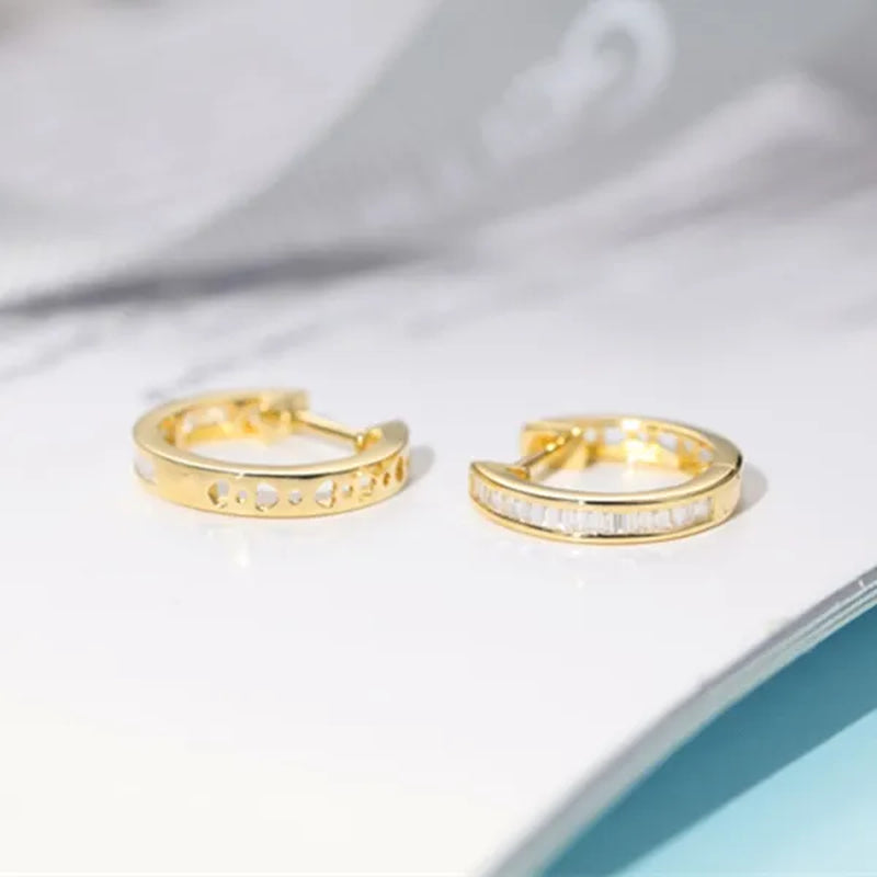Women Glamorous 18k gold plated  Micro Cube Diamond Dailywear Earrings Wedding Engagement Party Ear Stud Jewelry