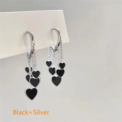 New Style Black Love Earrings Ladies Tassel Earrings Temperament Cold Wind Earrings - WORLD TIME VISITS