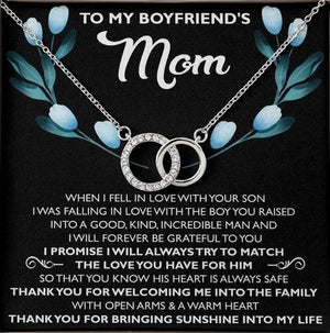To My Boyfriend's Mom 925 Sterling Silver Cubic Zirconia Perfect Pair Necklace Message Card Gifts Boyfriend Mom Gifts