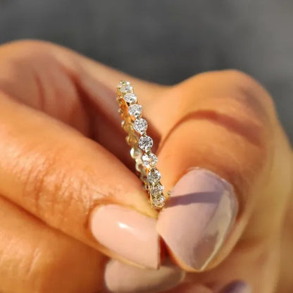 Fashion Bride Jewelry Luxury 925 Sterling Silver Ring Full Eternal Moissanite Diamond Rings for Women Proposal Wedding Engagement Anniversary Party Band Gift
