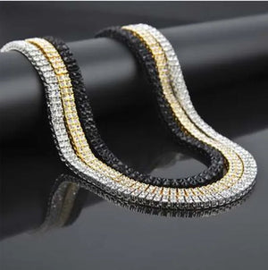 Gold Silver Clear Cz Stones Iced Out Men 1 Row 24inch 30inch Chain Hip Hop Necklace
