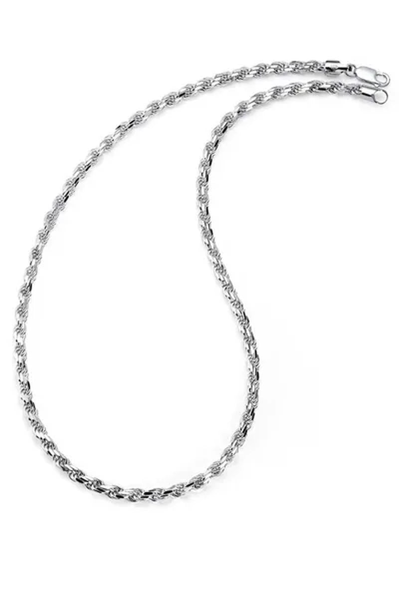 Men'S 5.5MM Diamond-Cut Italian Rope Chain Sterling Silver 925 Necklace
