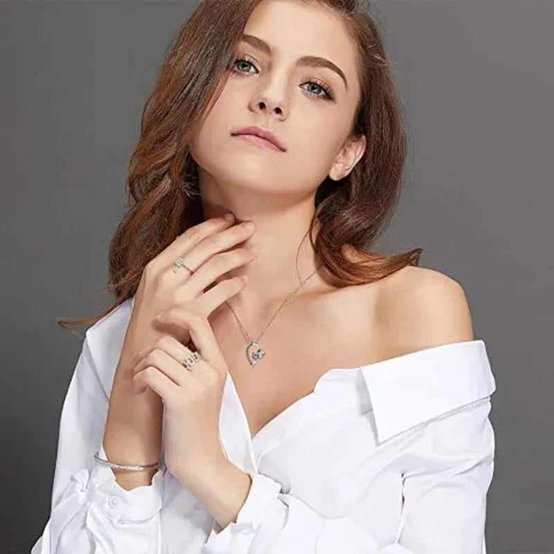 Bridal Wedding Clavicle Necklace Cubic Zircon Heart Necklace for Women Wedding Accessories Valentine'S Day Gift