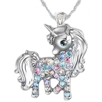 Exquisite Fashion Personality Women'S Unicorn Jewelry Accessories Necklace Zircon Necklace Couple Jewelry Accessories Lovely and Elegant Unicorn Animal Pendant Birthday Wedding Valentine'S Day Anniversary Gift