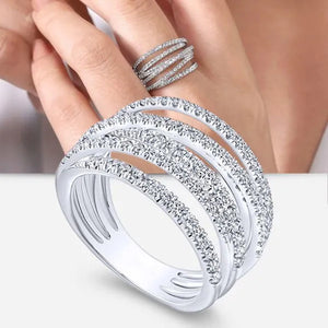 Exquisite 925 Sterling Silver Micro Pave Diamond Multilayer Rings for Women Bridal Romantic Engagement Proposal Gift Jewelry