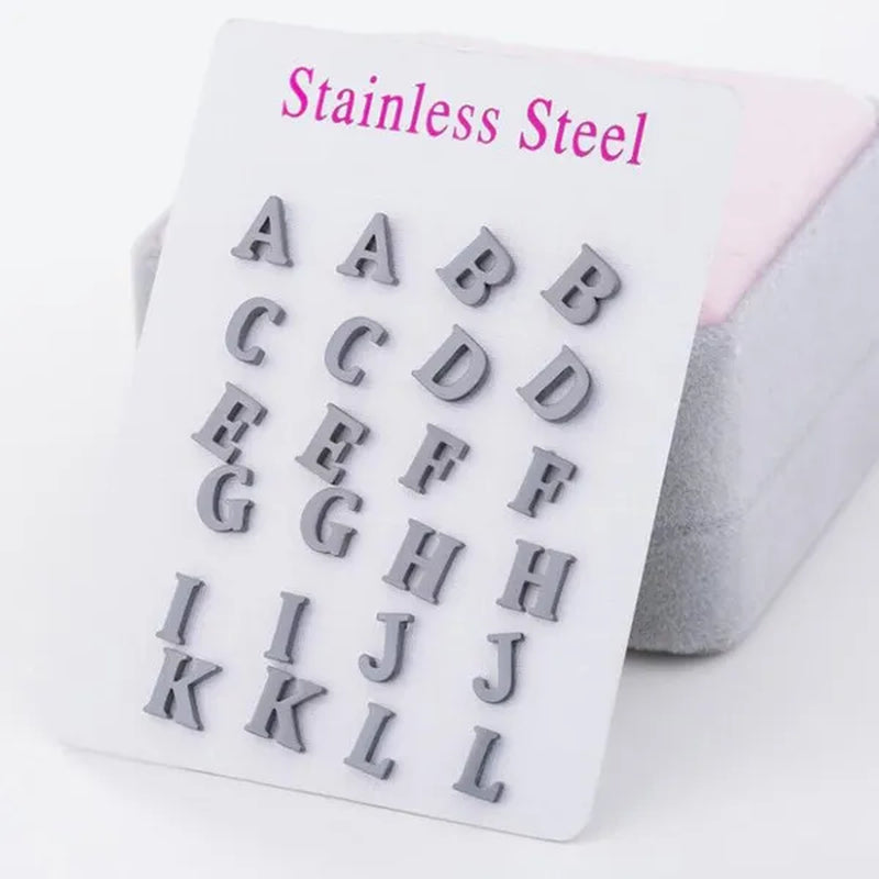 Fashion Stainless Steel Alphabet Stud Earring Lovely Tiny A-Z Letter Earrings Cute Simple Jewelry for Women Men Girls Gift