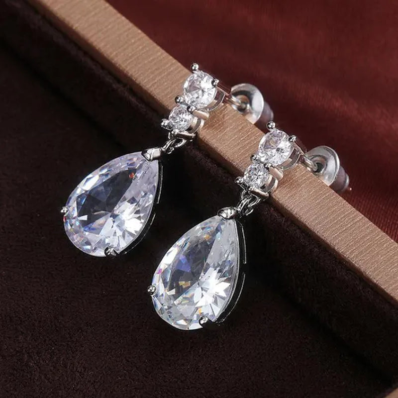 Exquisite Waterdrop Amethyst Drop Earrings for Women Engagement Wedding Jewelry Lover Birthday Gift - WORLD TIME VISITS