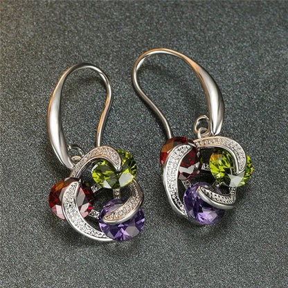 2020 New Fashion Mysterious Amethyst Peridot Ruby Drop Pendant Earrings Sterling Silver 925 Chic Diamond Charm Jewelry Surprise Gift