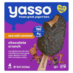 Frozen Greek Yogurt Bars Sea Salt Caramel Chocolate Crunch Bars 4 Count for a Ridiculously Creamy Frozen Snack Made with the Goodness of Greek Yogurt 2.65Fl Oz