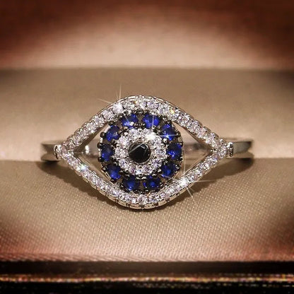 New Fashion Devil's Eye Finger Ring Luxury Diamond Evil Eye Lucky Ring for Women Jewelry Gift