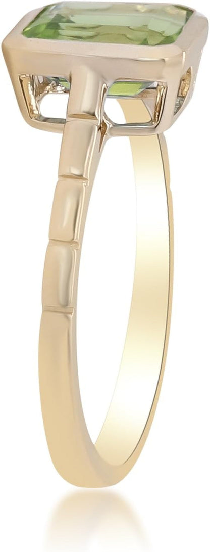 14K Yellow Gold Genuine Peridot Ring for Women