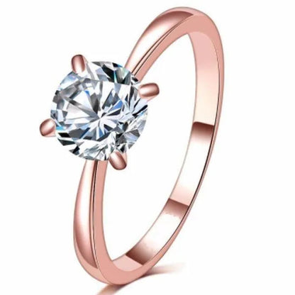 14K White Gold Rings for Women 2.0Ct round Cut Zirconia Diamond Solitaire Ring Wedding Band Engagement Bridal - WORLD TIME VISITS