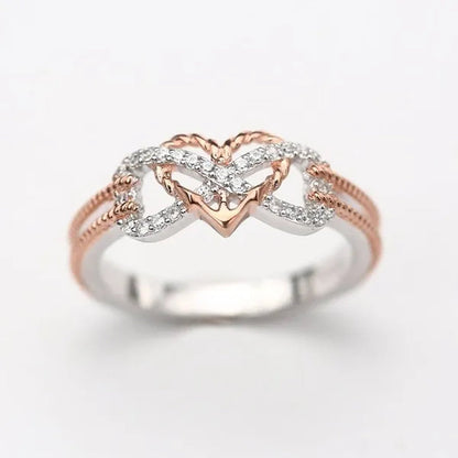 Exquisite 925 Sterling Silver Rings Infinite Love Motif Two-tone Anchor Heart Promise Anniversary Engagement Wedding Jewelry Ring Gift For Women Size 6 - 10