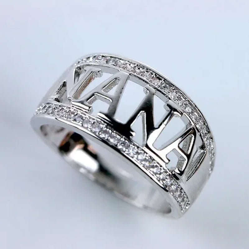 Gift Delicate Nana Ring Brass Cubic Zirconia Diamond Jewelry Grandmother Christmas Gift Birthday Gift - WORLD TIME VISITS