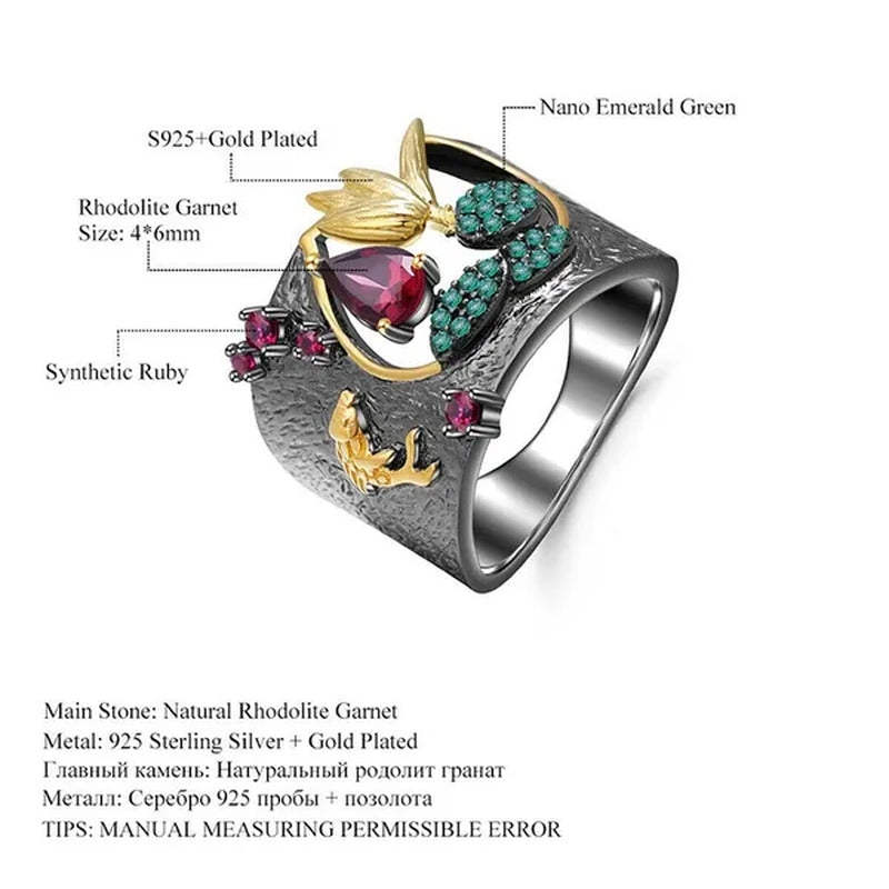 Latest Beautiful Flowers Luxury Vintage Fashion Jewelry Two-Tone Zircon Ruby Cutout Ring Bridal Engagement Wedding Party Anniversary Ring Christmas Mother'S Day Gift Jewelry Size US5-11