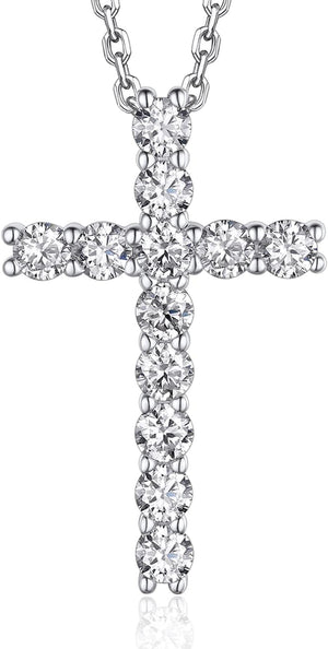 Cross Necklace, Christian Gifts for Her, Moissanite Cross Pendant for Men, 925 Sterling Silver Crucifix Pendant, Religious Gifts for Women and Men