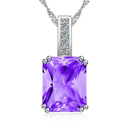 woman fashion Jewellery Simplicity Elegant Sapphire/Amethyst/Pink Necklace  Silver Banquet engagement  Jewellery Necklace