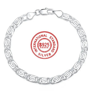 Fashion Beautiful 925 Silver Solid Bracelet for Women Men Chain Charm Classic Wedding Gift High Quality Jewelry