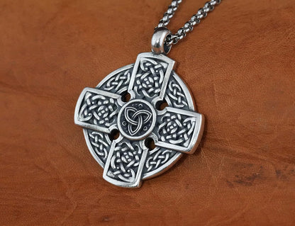 Triskele Handmade Celtic Cross Necklace for Women - Symbol of Faith Heritage - Cross Pendant for Men - Celtic Irish Cross Jewlery Charm - Catholic 925 Sterling Silver Cross Necklace