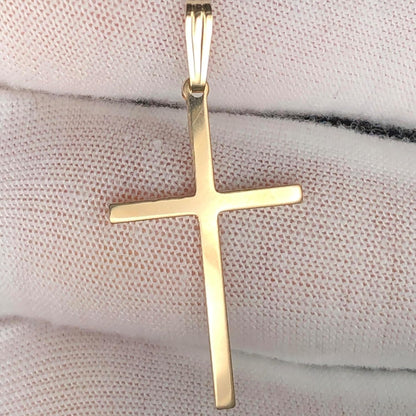 Cross Crucifix Religious Pendant, 1/20 14K Yellow Gold, 1.33 Inch Length, Solid Metal, Unisex, Made in USA