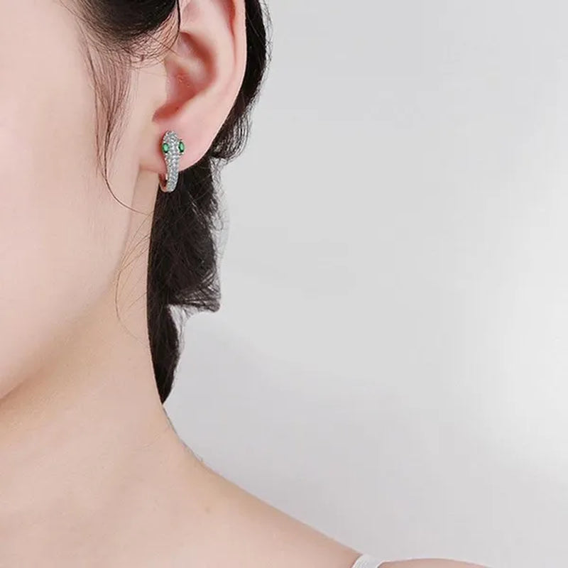 Creative Design Snake Earrings Plated Cubic Zirconia Hoop Earrings for Women Daily Causal Fashion Earrings Jewelry Gift