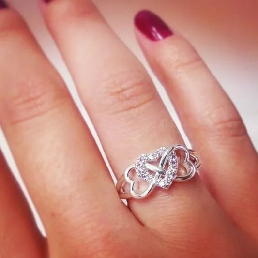 Romantic 925 Sterling Silver Natural Gemstone White Sapphire Angle Heart Rings Jewelry Size 6 7 8 9 10 - WORLD TIME VISITS